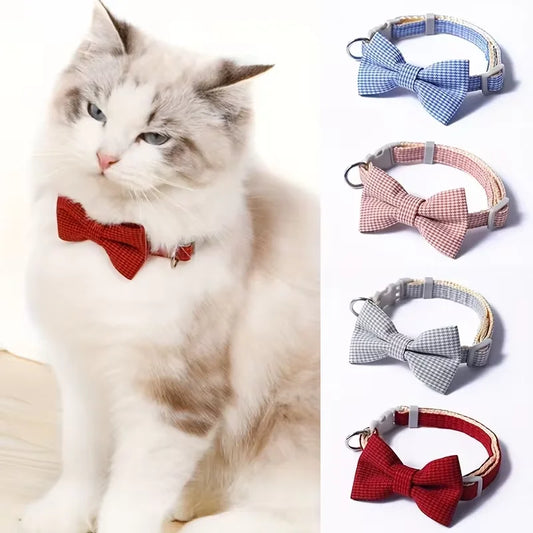 Adjustable Plaid Cat Collar Tie Knot - Perfect for Festive Dressing and Everyday Wear