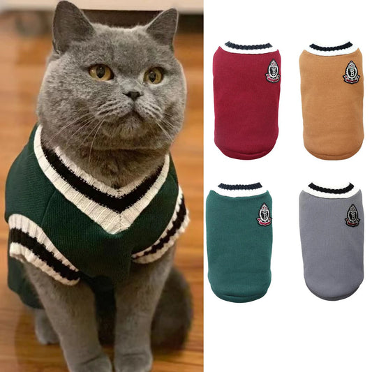 Pet Solid Costume Cat Clothes (Autumn Winter Sweater) for Small Cats