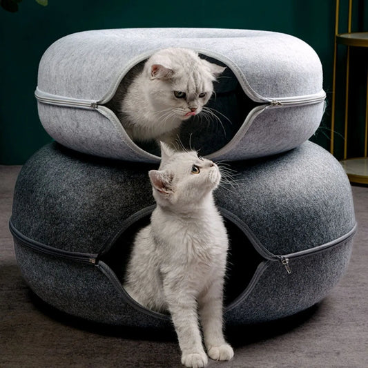 Donut Cat Bed, Interactive Tunnel House Kitten Training Toy