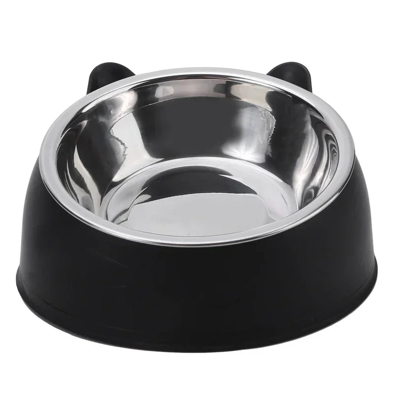 Cat Bowl Lovely Creative Inclined Kitten Puppy Food Feeding Bowls[ Stainless Steel ]