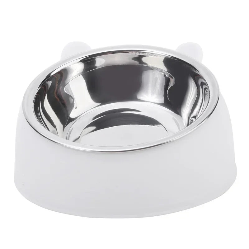 Cat Bowl Lovely Creative Inclined Kitten Puppy Food Feeding Bowls[ Stainless Steel ]