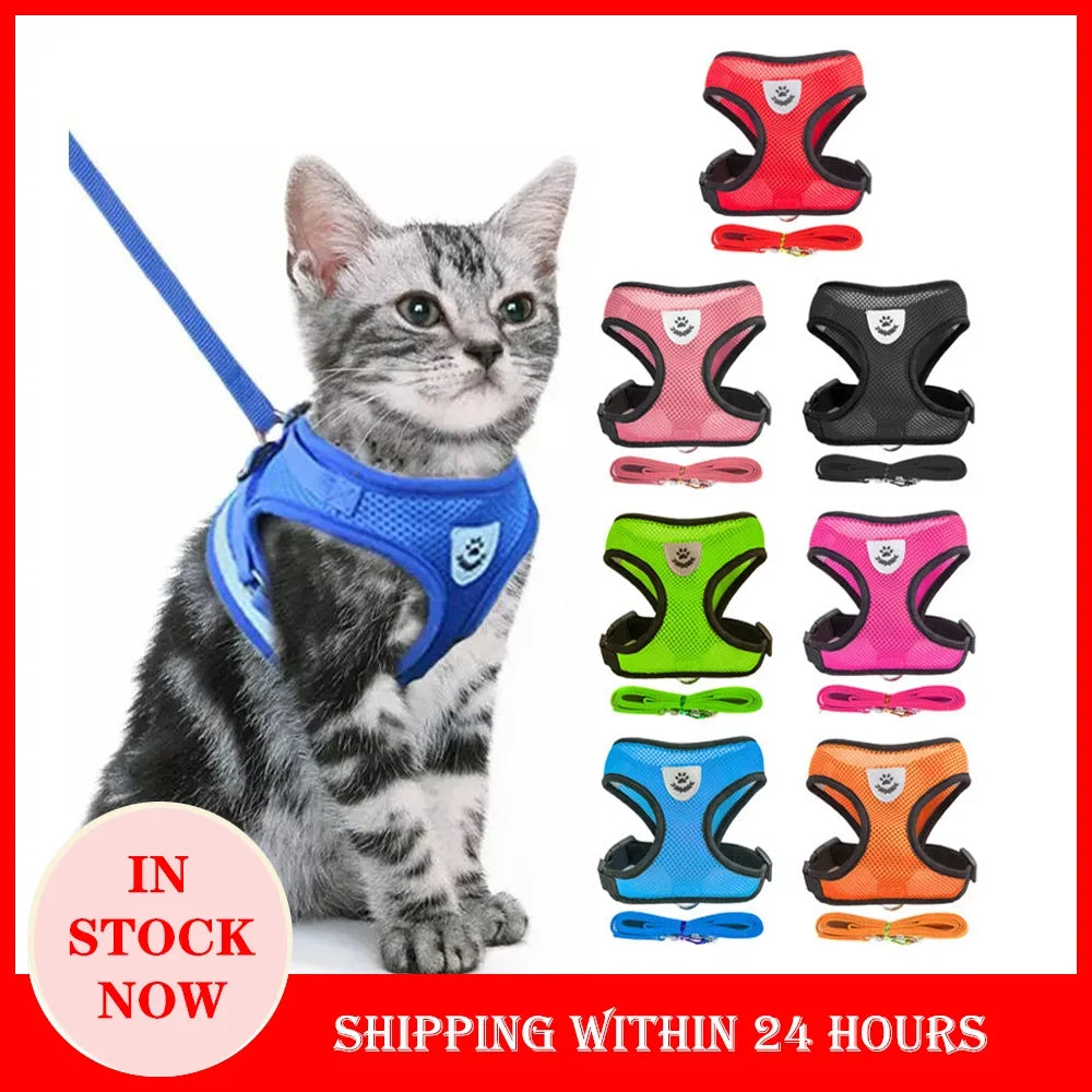 Adjustable Vest Walking Traction Rope Set for Cat Collar