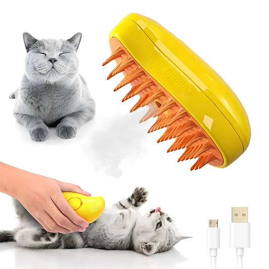 3in1 Cat Steamy Floating Rechargeable Cat Slicker Brush With Liquid Inlet